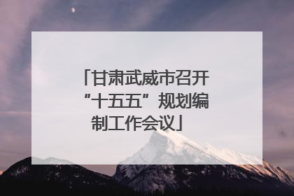 甘肃武威市召开“十五五”规划编制工作会议