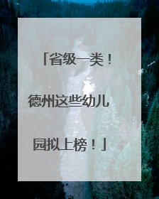 省级一类！德州这些幼儿园拟上榜！