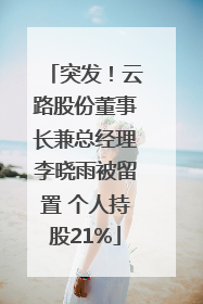 突发！云路股份董事长兼总经理李晓雨被留置 个人持股21%