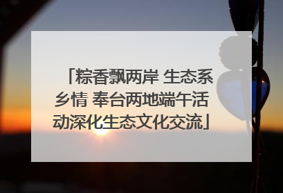 粽香飘两岸 生态系乡情 奉台两地端午活动深化生态文化交流