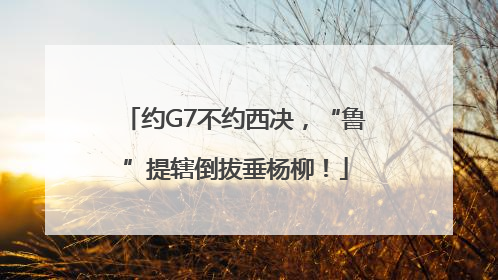 约G7不约西决，“鲁”提辖倒拔垂杨柳！