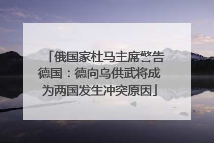 俄国家杜马主席警告德国：德向乌供武将成为两国发生冲突原因