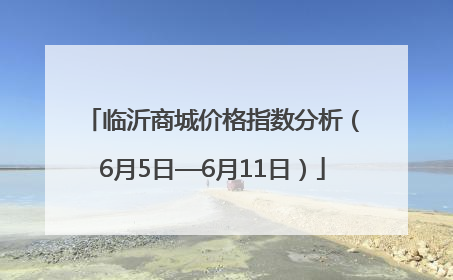 临沂商城价格指数分析（6月5日—6月11日）