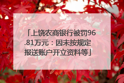 上饶农商银行被罚96.81万元：因未按规定报送账户开立资料等