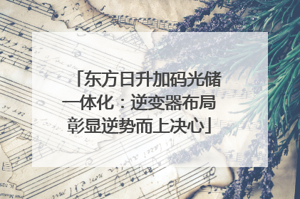 东方日升加码光储一体化：逆变器布局彰显逆势而上决心