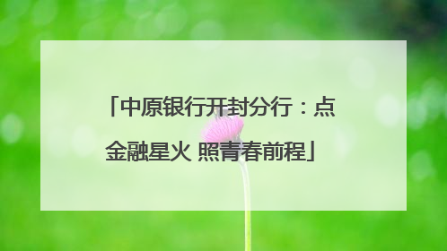 中原银行开封分行：点金融星火 照青春前程