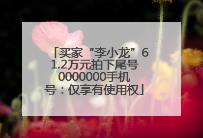 买家“李小龙”61.2万元拍下尾号0000000手机号：仅享有使用权