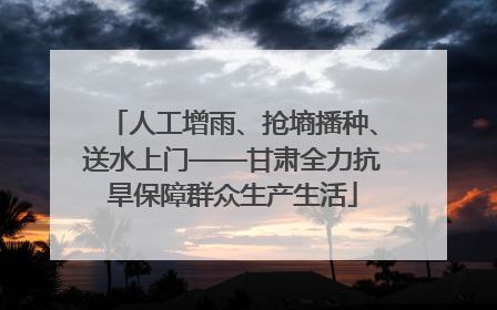 人工增雨、抢墒播种、送水上门——甘肃全力抗旱保障群众生产生活