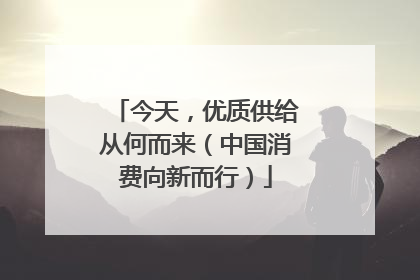 今天，优质供给从何而来（中国消费向新而行）