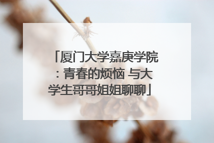 厦门大学嘉庚学院：青春的烦恼 与大学生哥哥姐姐聊聊