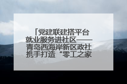 党建联建搭平台 就业服务进社区——青岛西海岸新区政社携手打造“零工之家”就业服务新阵地