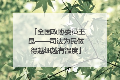 全国政协委员王昆——司法为民做得越细越有温度