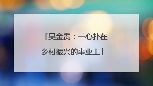 吴金贵：一心扑在乡村振兴的事业上
