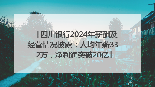 四川银行2024年薪酬及经营情况披露：人均年薪33.2万，净利润突破20亿