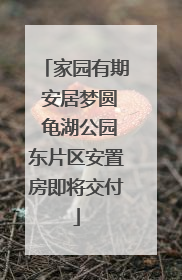 家园有期 安居梦圆 龟湖公园东片区安置房即将交付