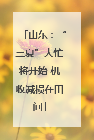 山东：“三夏”大忙将开始 机收减损在田间