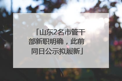 山东2名市管干部新职明确，此前同日公示拟履新