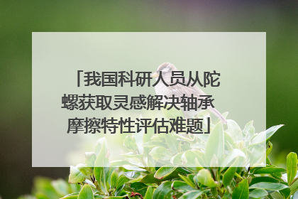 我国科研人员从陀螺获取灵感解决轴承摩擦特性评估难题