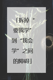 拆掉“要我学”到“我会学”之间的障碍