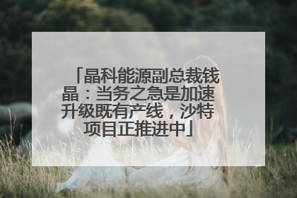 晶科能源副总裁钱晶：当务之急是加速升级既有产线，沙特项目正推进中