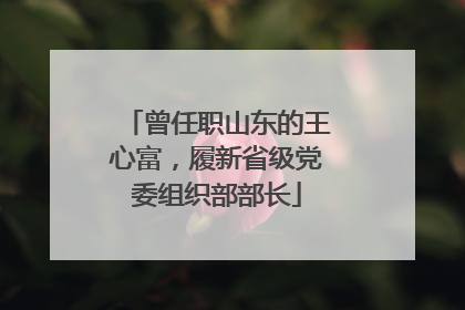 曾任职山东的王心富，履新省级党委组织部部长