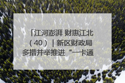 江河澎湃 财惠江北（40）｜新区财政局多措并举推进“一卡通”管理 保障惠民惠农补贴精准高效发放