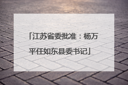 江苏省委批准：杨万平任如东县委书记