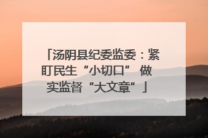汤阴县纪委监委：紧盯民生“小切口” 做实监督“大文章”