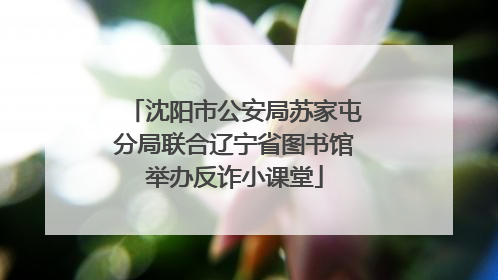 沈阳市公安局苏家屯分局联合辽宁省图书馆举办反诈小课堂