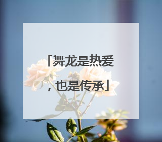舞龙是热爱，也是传承
