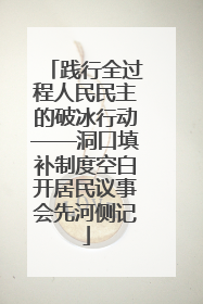 践行全过程人民民主的破冰行动——洞口填补制度空白开居民议事会先河侧记