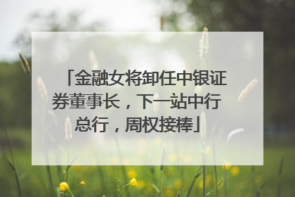 金融女将卸任中银证券董事长，下一站中行总行，周权接棒