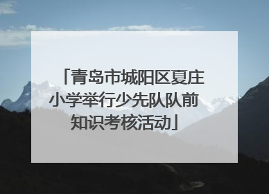 青岛市城阳区夏庄小学举行少先队队前知识考核活动
