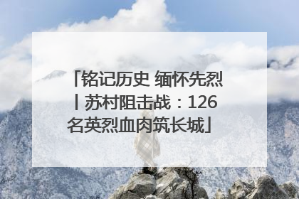 铭记历史 缅怀先烈丨苏村阻击战：126名英烈血肉筑长城