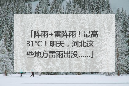 阵雨+雷阵雨！最高31℃！明天，河北这些地方雷雨出没……