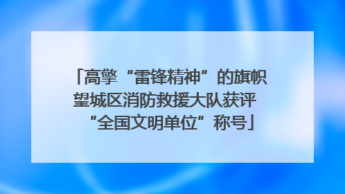 高擎“雷锋精神”的旗帜 望城区消防救援大队获评“全国文明单位”称号