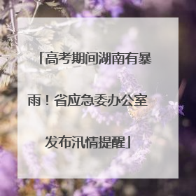 高考期间湖南有暴雨！省应急委办公室发布汛情提醒